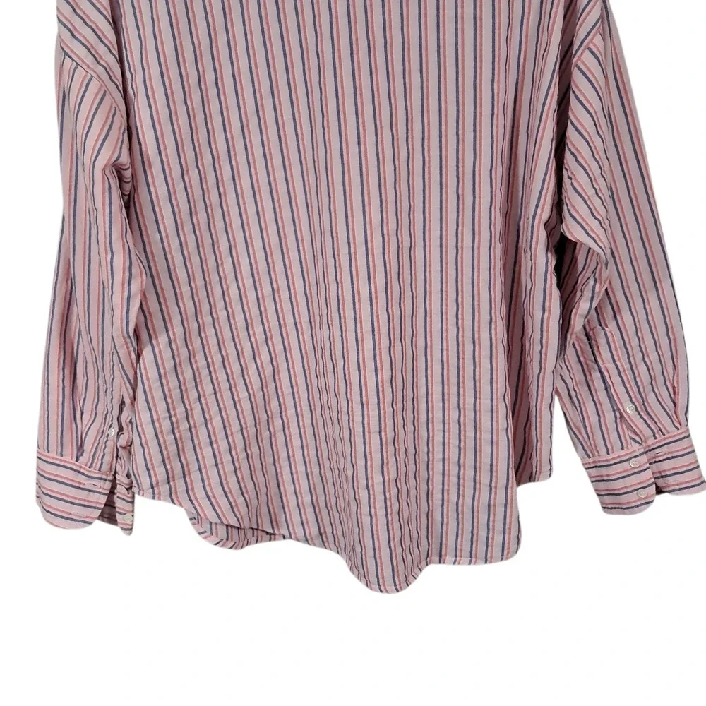 Xirena Shirt Womens‎ XS Pink Striped Long Sleeve Button Up Lightweight Oversized